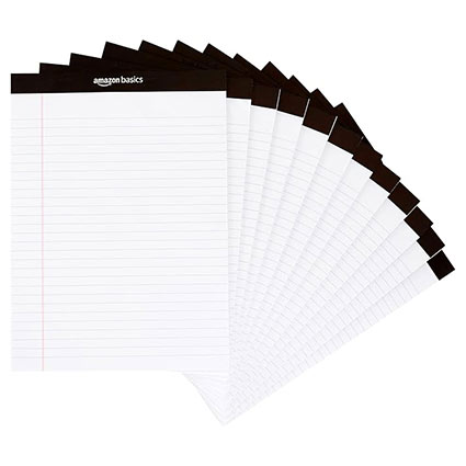 Amazon Basics Wide Ruled Lined Writing Note Pads